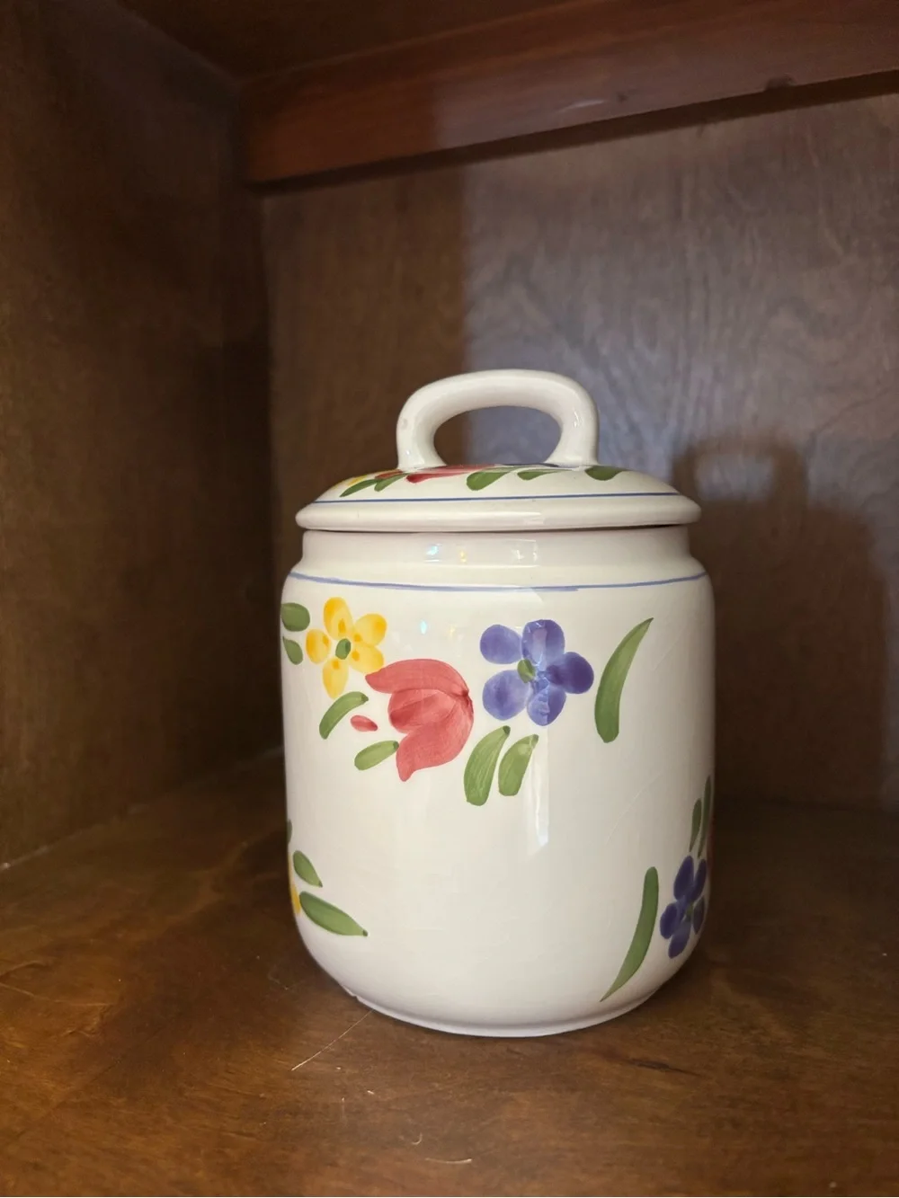 Ceramic Floral Canister Set - White with Multicolor Flowers